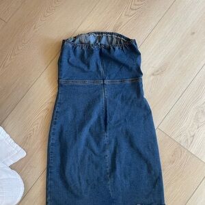 Blue Denim Strapless Dress